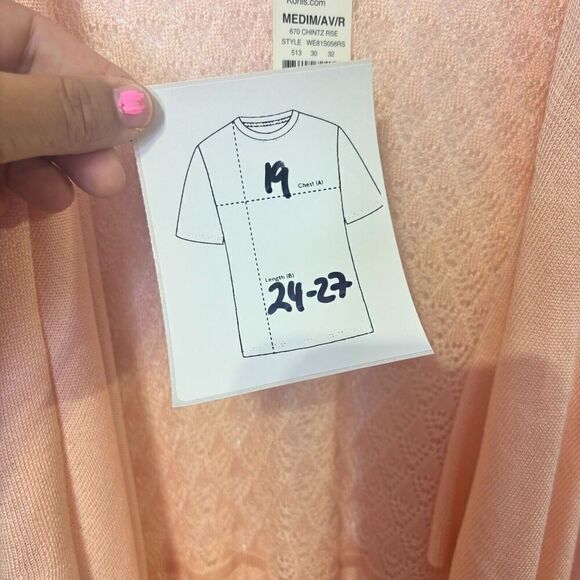 NWT Elle Womens Open Front Cardigan Sweater Medium in Peach Pink Back Crochet - Picture 9 of 11